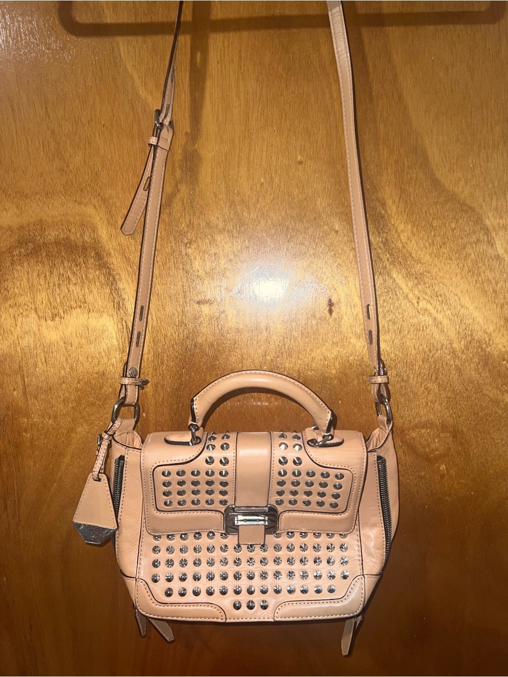 Rebecca Minkoff Blush Beige Studded Leather Crossbody